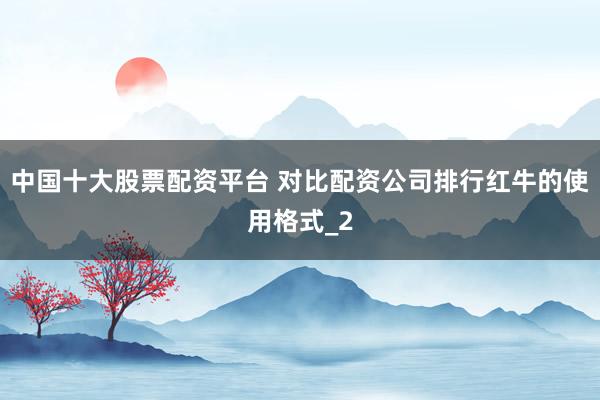 中国十大股票配资平台 对比配资公司排行红牛的使用格式_2