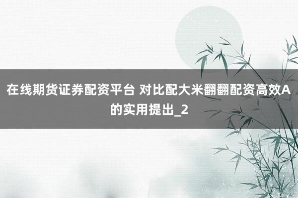 在线期货证券配资平台 对比配大米翻翻配资高效A的实用提出_2