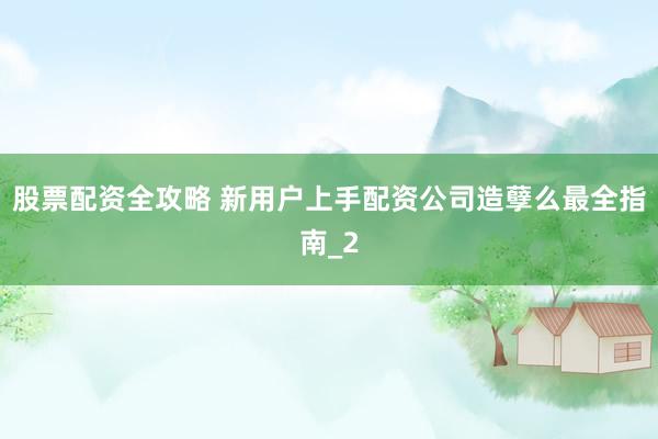 股票配资全攻略 新用户上手配资公司造孽么最全指南_2