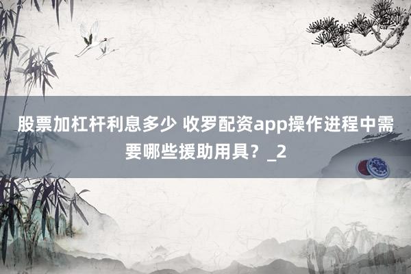 股票加杠杆利息多少 收罗配资app操作进程中需要哪些援助用具？_2