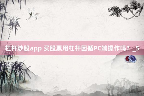 杠杆炒股app 买股票用杠杆因循PC端操作吗？_5