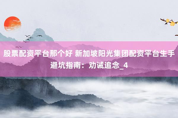 股票配资平台那个好 新加坡阳光集团配资平台生手避坑指南：劝诫追念_4
