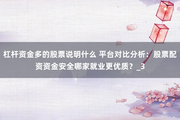 杠杆资金多的股票说明什么 平台对比分析：股票配资资金安全哪家就业更优质？_3