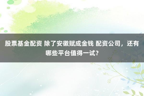 股票基金配资 除了安徽赋成金钱 配资公司，还有哪些平台值得一试？
