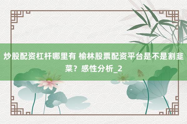 炒股配资杠杆哪里有 榆林股票配资平台是不是割韭菜？感性分析_2