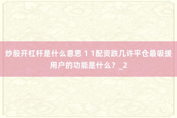 炒股开杠杆是什么意思 1 1配资跌几许平仓最吸援用户的功能是什么？_2