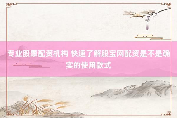 专业股票配资机构 快速了解股宝网配资是不是确实的使用款式