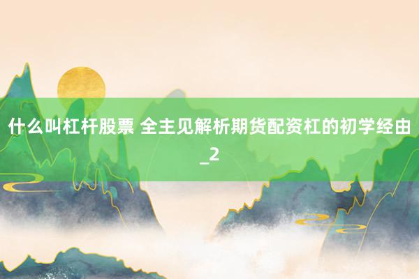 什么叫杠杆股票 全主见解析期货配资杠的初学经由_2