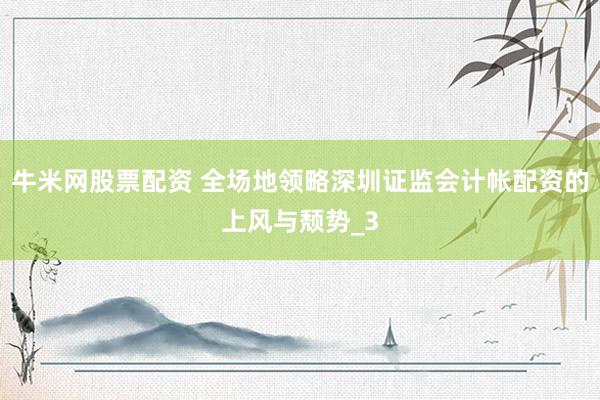 牛米网股票配资 全场地领略深圳证监会计帐配资的上风与颓势_3