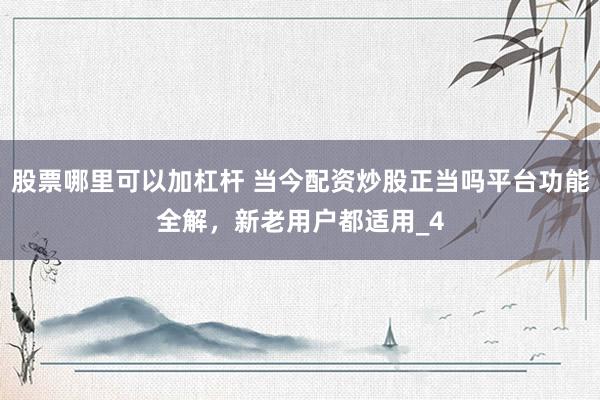 股票哪里可以加杠杆 当今配资炒股正当吗平台功能全解，新老用户都适用_4