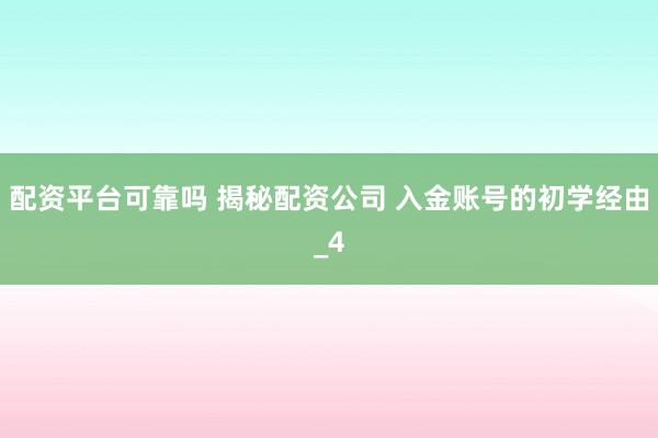 配资平台可靠吗 揭秘配资公司 入金账号的初学经由_4