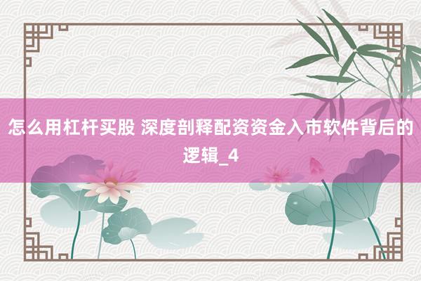 怎么用杠杆买股 深度剖释配资资金入市软件背后的逻辑_4