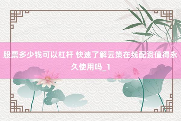 股票多少钱可以杠杆 快速了解云策在线配资值得永久使用吗_1