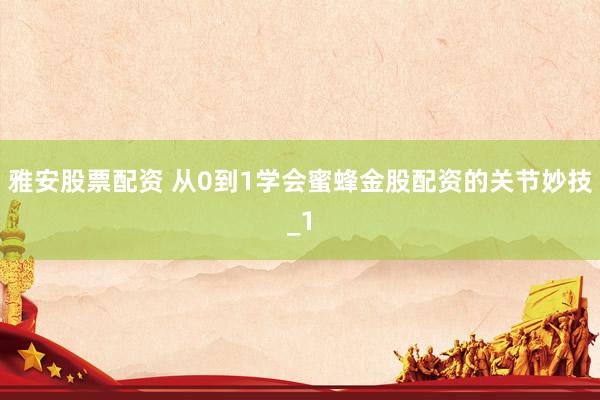 雅安股票配资 从0到1学会蜜蜂金股配资的关节妙技_1