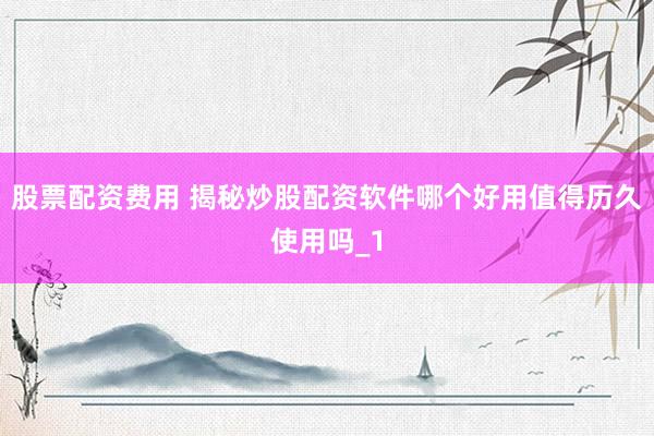 股票配资费用 揭秘炒股配资软件哪个好用值得历久使用吗_1
