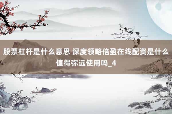 股票杠杆是什么意思 深度领略倍盈在线配资是什么值得弥远使用吗_4
