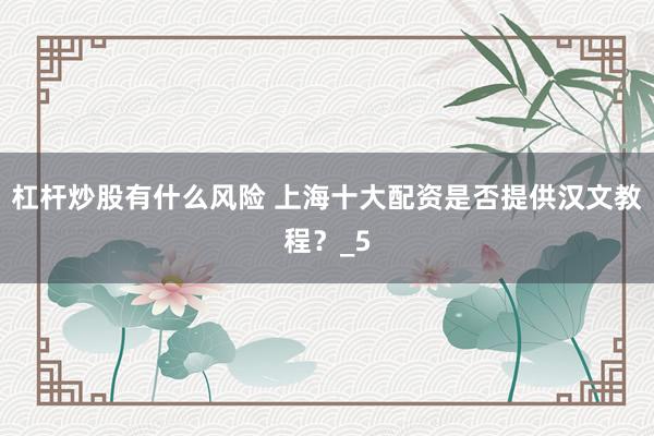 杠杆炒股有什么风险 上海十大配资是否提供汉文教程？_5