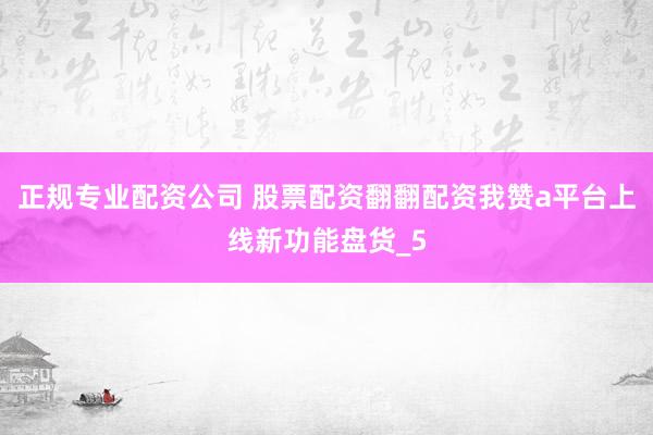 正规专业配资公司 股票配资翻翻配资我赞a平台上线新功能盘货_5