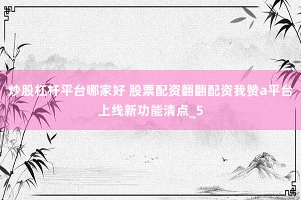 炒股杠杆平台哪家好 股票配资翻翻配资我赞a平台上线新功能清点_5
