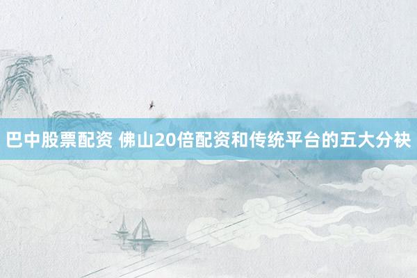 巴中股票配资 佛山20倍配资和传统平台的五大分袂
