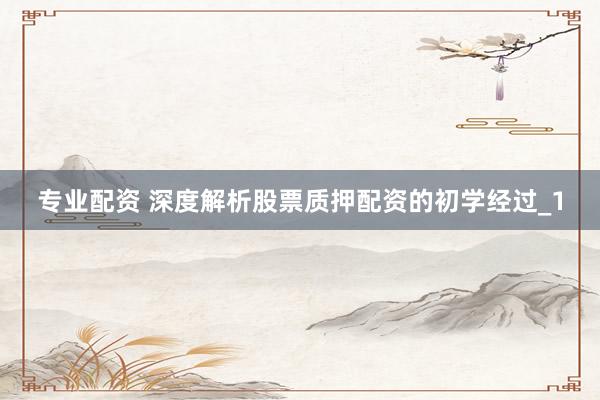 专业配资 深度解析股票质押配资的初学经过_1