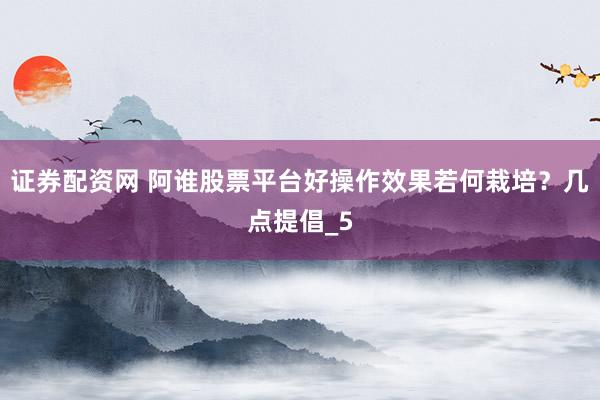 证券配资网 阿谁股票平台好操作效果若何栽培？几点提倡_5