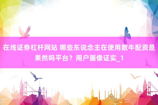 在线证劵杠杆网站 哪些东说念主在使用散牛配资是果然吗平台？用户画像证实_1
