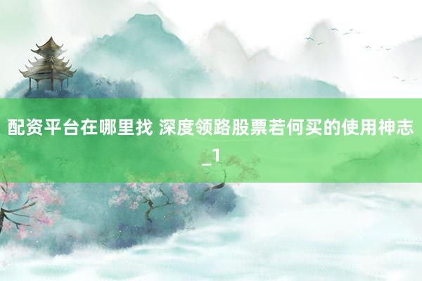 配资平台在哪里找 深度领路股票若何买的使用神志_1