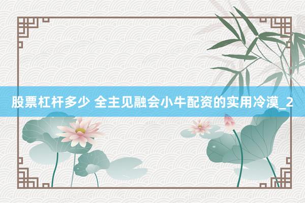 股票杠杆多少 全主见融会小牛配资的实用冷漠_2