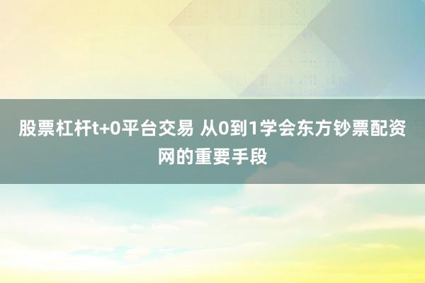 股票杠杆t+0平台交易 从0到1学会东方钞票配资网的重要手段