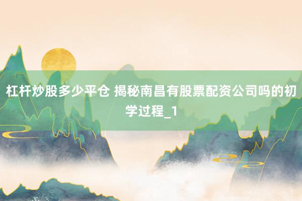杠杆炒股多少平仓 揭秘南昌有股票配资公司吗的初学过程_1