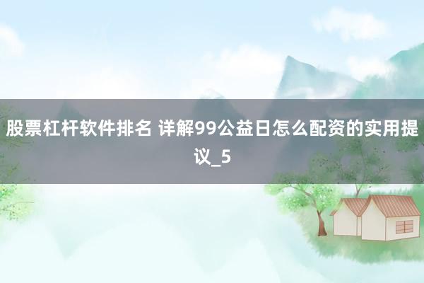 股票杠杆软件排名 详解99公益日怎么配资的实用提议_5