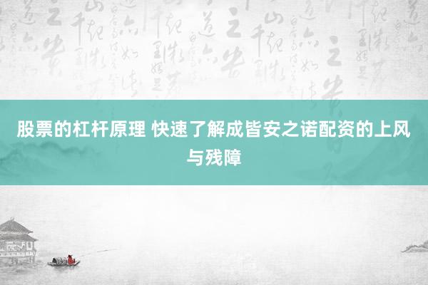股票的杠杆原理 快速了解成皆安之诺配资的上风与残障