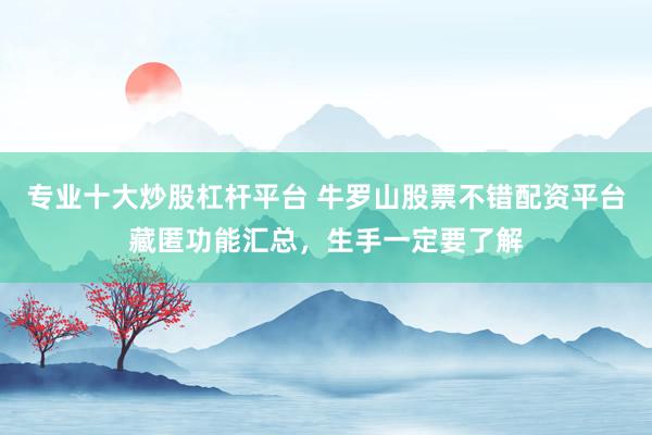 专业十大炒股杠杆平台 牛罗山股票不错配资平台藏匿功能汇总，生手一定要了解