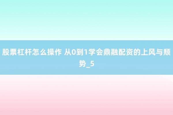股票杠杆怎么操作 从0到1学会鼎融配资的上风与颓势_5