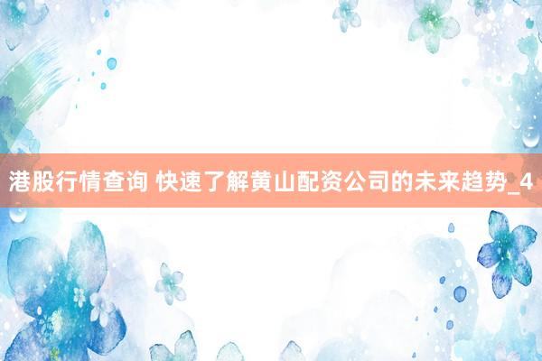港股行情查询 快速了解黄山配资公司的未来趋势_4