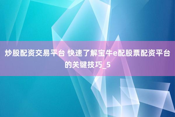 炒股配资交易平台 快速了解宝牛e配股票配资平台的关键技巧_5