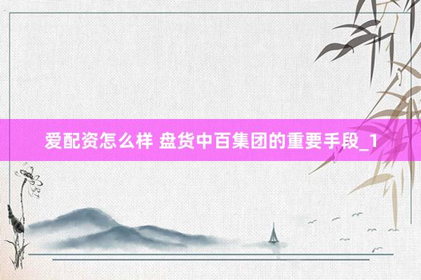 爱配资怎么样 盘货中百集团的重要手段_1