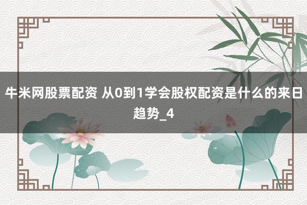 牛米网股票配资 从0到1学会股权配资是什么的来日趋势_4