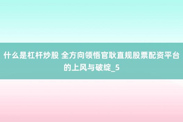 什么是杠杆炒股 全方向领悟官耿直规股票配资平台的上风与破绽_5